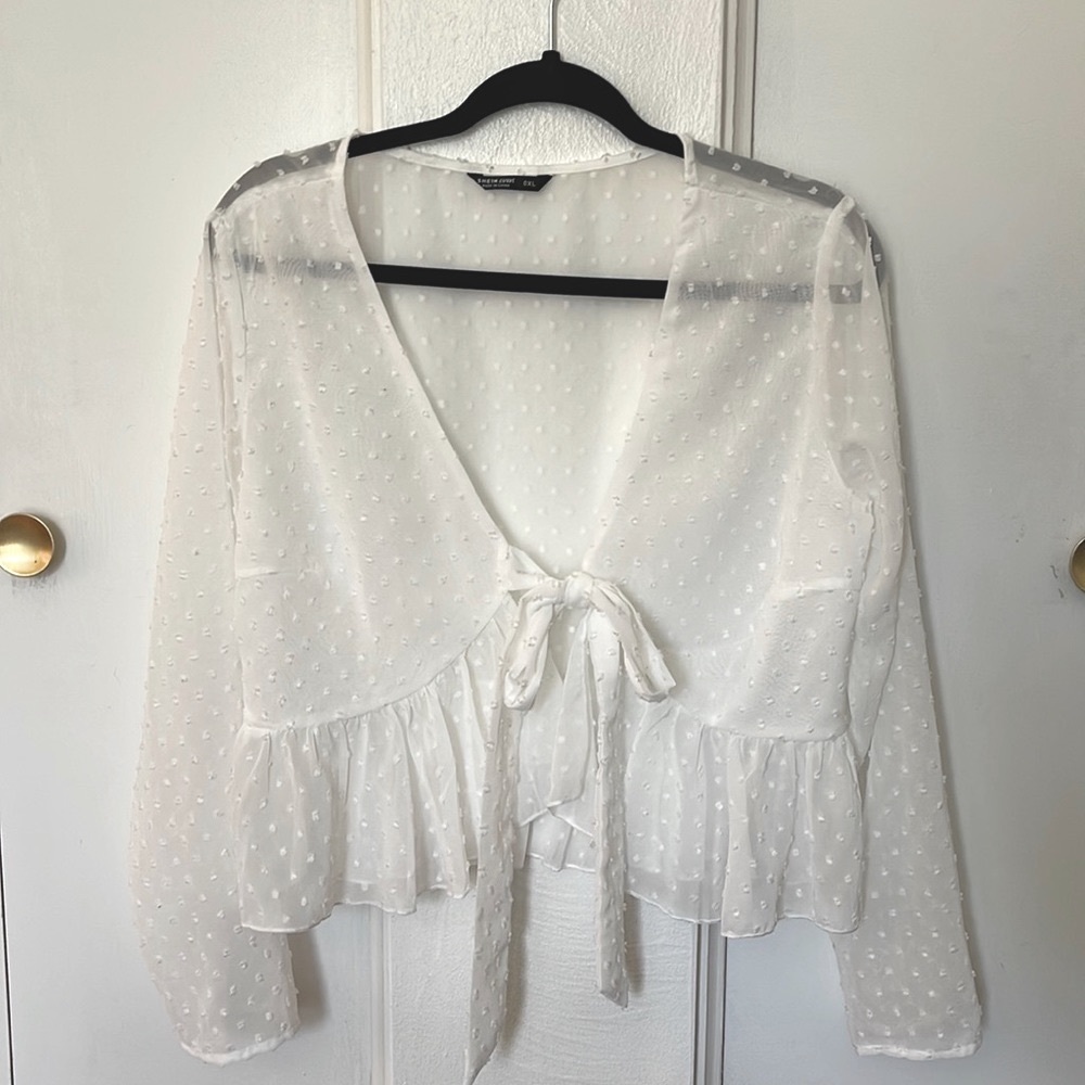 Cropped White Blouse - Peplum
